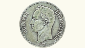 EE.UU. DE VENEZUELA, 5 Bolívares, 1921, VF+.  **FUERTE**