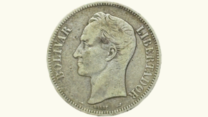 VENEZUELA, 5 Bolívares, 1905, VF.  **FUERTE**