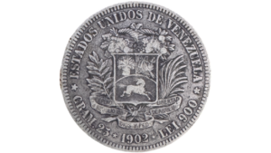 EE.UU. DE VENEZUELA, 5 Bolívares, 1902, VF.  **FUERTE**