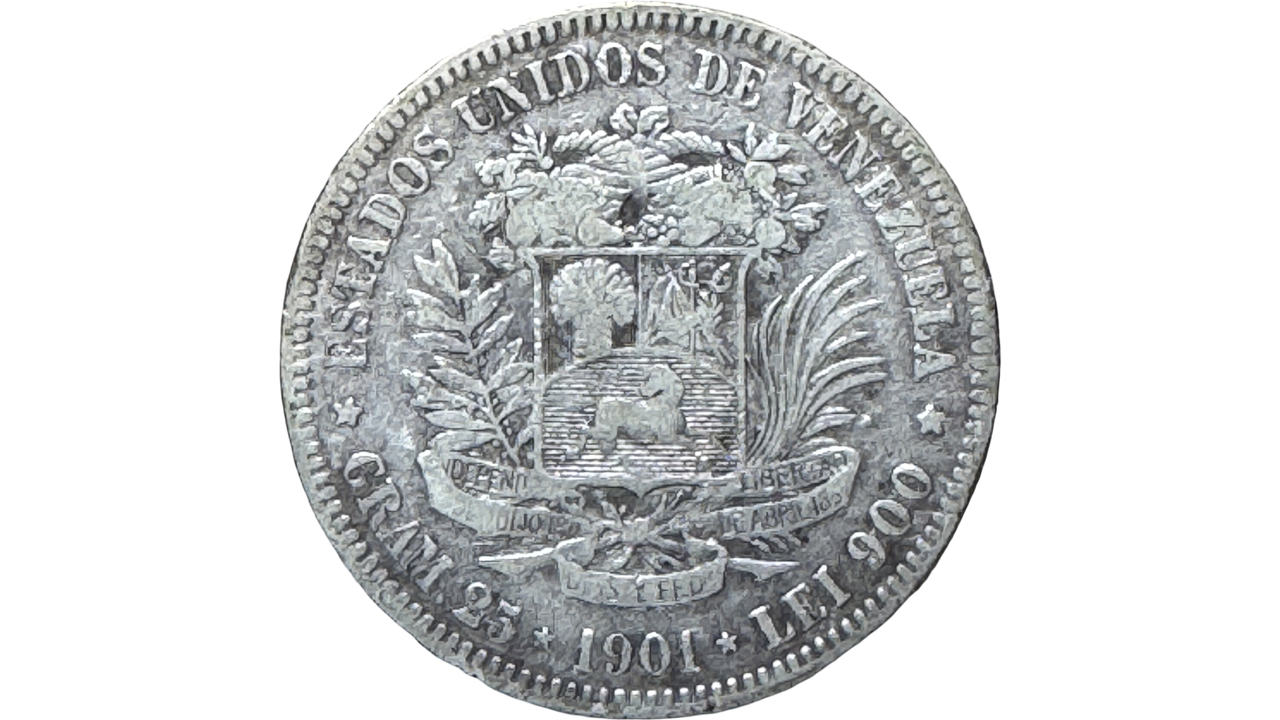 EE.UU. DE VENEZUELA, 5 Bolívares, 1901, VF. **FUERTE**