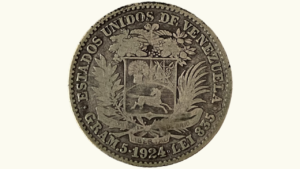 EE.UU. DE VENEZUELA, 1 Bolívar, 1924, F/VF.