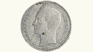 VENEZUELA, 1 Bolívar, 1893, F/VF.