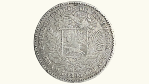 VENEZUELA, 1 Bolívar, 1893, F/VF.