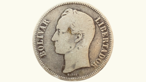 VENEZUELA, 5 Bolívares, 1886, F.  **FUERTE**