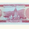 VENEZUELA, 5 Bolívares, Septiembre-24-1968, Serie F7, AU+/ UNC. - Imagen 2