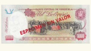 VENEZUELA, 1000 Bolívares, Agosto-06-1998, Serie 8, UNC.  **ESPECIMEN SIN VALOR**