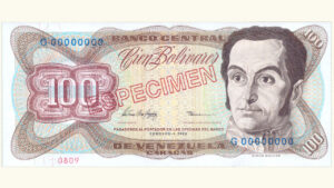 VENEZUELA, 100 Bolívares, Febrero-05-1998, Serie G8, UNC.  **ESPECIMEN**