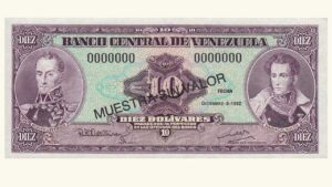 VENEZUELA, 10 Bolívares, Diciembre-8-1992, Serie 7, UNC.  **MUESTRA SIN VALOR**