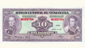VENEZUELA, 10 Bolívares, Marzo-18-1986, Serie 8, UNC.  **MUESTRA**
