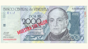 VENEZUELA, 2.000 Bolívares, Octubre-29-1998, Serie A8, UNC.  **ESPECIMEN SIN VALOR**