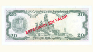VENEZUELA, 20 Bolívares, Febrero-10-1998, Serie 8, UNC.  **ESPECIMEN SIN VALOR**