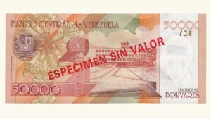 VENEZUELA, 50000 Bolívares, Agosto-24-1998 Serie 8, UNC.  **ESPECIMEN SIN VALOR**