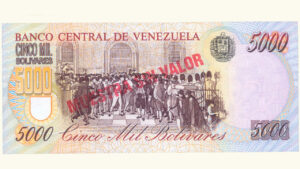 VENEZUELA, 5000 Bolívares, Agosto-06-1998, Serie D8, UNC.  **MUESTRA SIN VALOR**