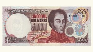 VENEZUELA, 5000 Bolívares, Mayo-12-1994, Serie A8, UNC.  **MUESTRA**