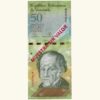 VENEZUELA, 50 Bolívares Fuertes, Octubre-29-2013, Serie W8, UNC.  **MUESTRA SIN VALOR**