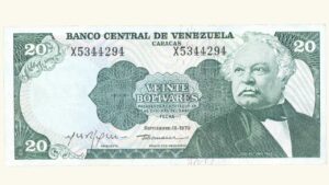 VENEZUELA 20 Bolívares, Sept-18-1979, Serie X7, UNC
