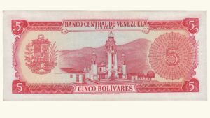 VENEZUELA, 5 Bolívares, Enero-29-1974, Serie A8, AU+/UNC.