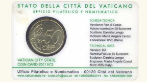 VATICAN CITY,  50 Eurocent , 2011, UNC.  **COIN CARD Nro. 2**