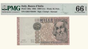 ITALIA, 1000 Lire, 1982, Serie GB7, PMG 66