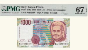 ITALIA, 1000 Lire, 1990, Serie GA7, PMG 68