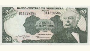 VENEZUELA 20 Bolívares, Sept-18-1979, Serie B8, UNC