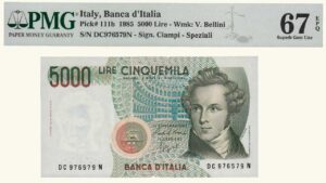 ITALIA, 5000 Lire, 1985, Serie DC7, PMG 67