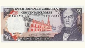 VENEZUELA, 50 Bolívares, Mayo-31-1990, Serie G8, AU+/UNC.
