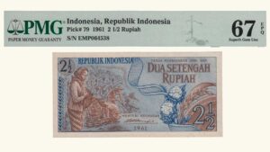 INDONESIA, 2 1/2 Rupia, 1961, Serie EMP6, PMG 67