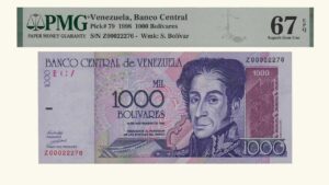 VENEZUELA, 1.000 Bolívares, Septiembre-10-1998, Serie Z8, PMG67-EPQ.  **REPOSICION** (fas)