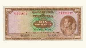 VENEZUELA, 100 Bolívares, Mayo-26-1970, Serie Y7, XF/AU.