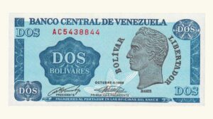 VENEZUELA 2 Bolívares “Tinoquito”, Oct-05-1989, Serie AC7, UNC
