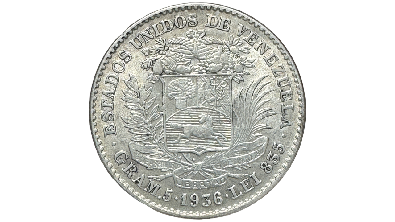 EE.UU. DE VENEZUELA, 1 Bolívar, 1936, AU+/UNC