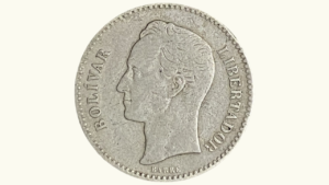 EE.UU. DE VENEZUELA,1 Bolívar, 1886, F/VF.