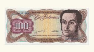 VENEZUELA, 100 Bolívares, Marzo-16-1989, Serie G8, AU+/UNC