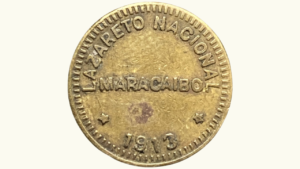 VENEZUELA, 1/8 Bolívar, 1913,  XF.  **1/8 o LOCHA, LAZARETO NACIONAL MARACAIBO**