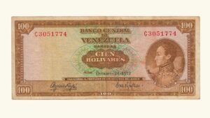 VENEZUELA, 100 Bolívares, Octubre-24-1972, Serie C7, VF