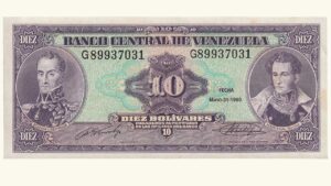 VENEZUELA, 10 Bolívares, Mayo-31-1990, Serie G8, AU+.