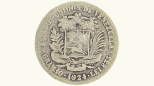 EE.UU. DE VENEZUELA, 2 Bolivares, 1924, VG/F