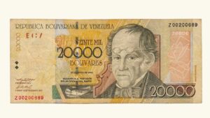 VENEZUELA, 20000 Bolívares, Mayo-25-2004, Serie Z8, F/VF.  **REPOSICION**