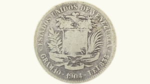EE.UU. DE VENEZUELA, 2 Bolivares, 1904, VG/F