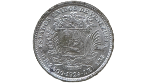 EE.UU. DE VENEZUELA, 1/2 Bolívar, 1924, AU.  **50 CENTIMOS O REAL**