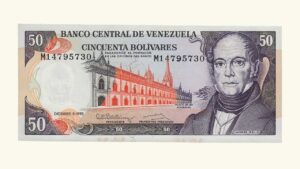 VENEZUELA 50 Bolívares, Diciembre-08-1992, Serie M8, AU