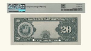 EE.UU. DE VENEZUELA, 20 Bolívares, 1941-1959, PMG67-EPQ.  **SPECIMEN**