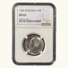 EE.UU. DE VENEZUELA, 2 Bolívares, 1945, NGC MS64.