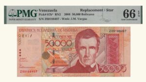 VENEZUELA, 50.000 Bolívares, Abril-25-2006, Serie Z8, PMG66 EPQ. **REPOSICION**