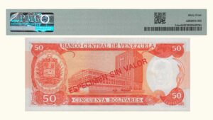 VENEZUELA, 50 Bolívares, Noviembre-21-1972, Serie A7, PMG64.  **ESPECIMEN SIN VALOR**