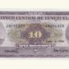 VENEZUELA, 10 Bolívares, Junio-6-1961, Series J7, XF++/AU.  **CARA VOLTEADA**