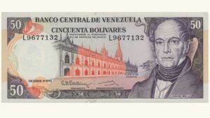 VENEZUELA, 50 Bolívares, Diciembre-8-1992, Serie L7, AU