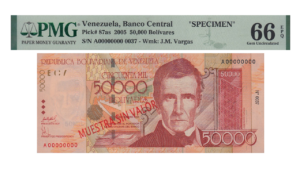 VENEZUELA, 50.000 Bolívares, Septiembre-29-2005, Serie A8, UNC.   **MUESTRA SIN VALOR**