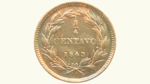 VENEZUELA, ¼ Centavo, 1843, XF,  **MONAGUERO**
